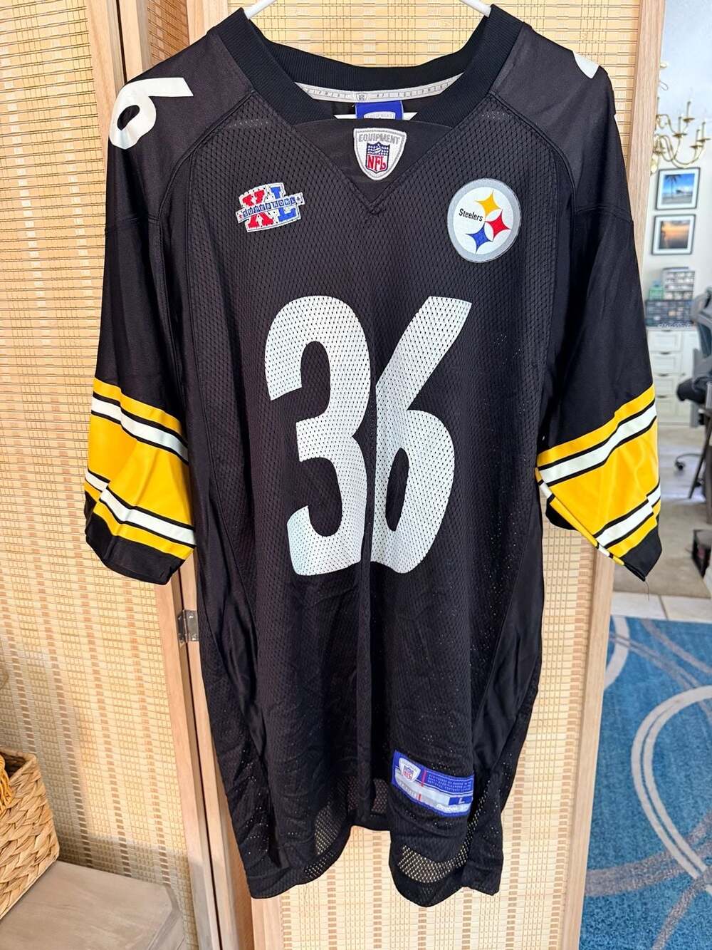 Reebok NFL Equipment Pittsburgh Steelers Jerome Bettis #36 Black Jersey Size L